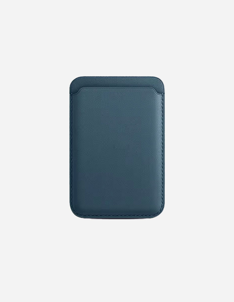 Porte‑cartes noir MagSafe en cuir véritable pour iPhone