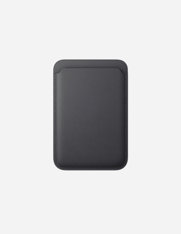 Porte‑cartes noir MagSafe en cuir véritable pour iPhone