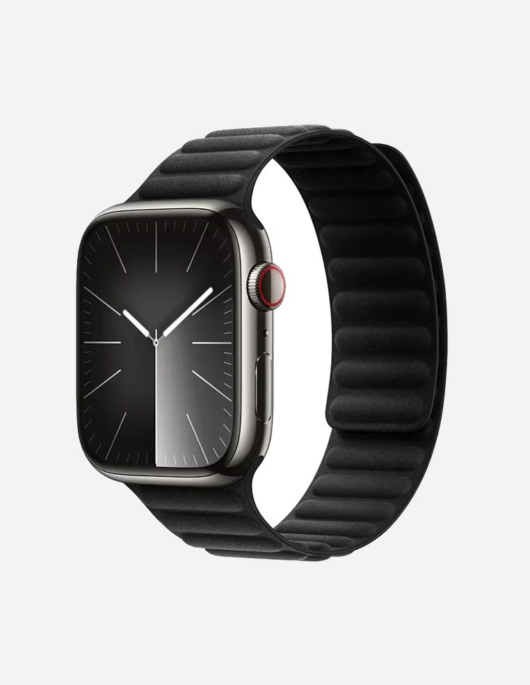 Apple Watch strap in black leather with magnetic clasp Apple Watch