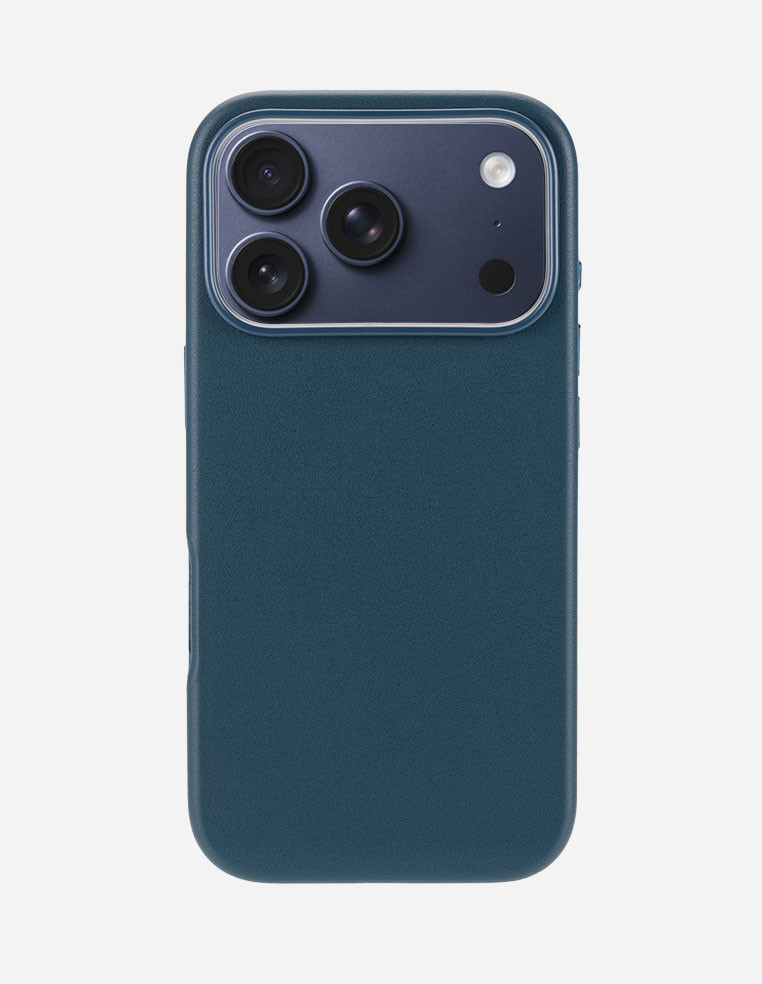 Coque en cuir bleu marine denim pour Apple iPhone 17 Pro Max Bleu
