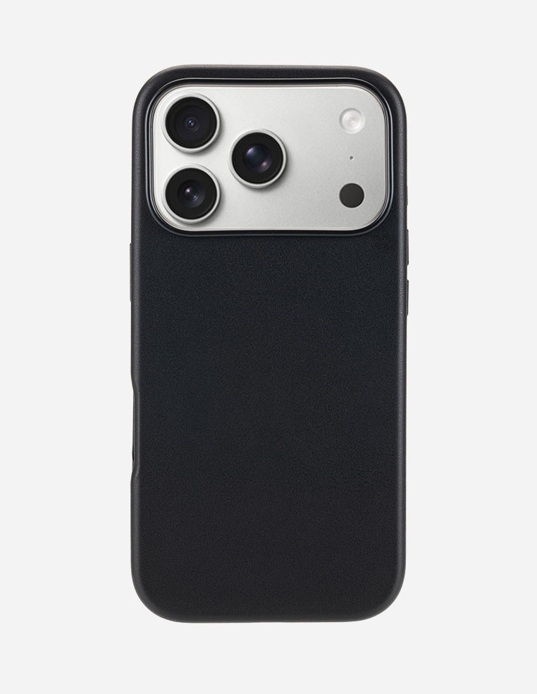 Coque en cuir noir pour iPhone 18 Pro Max Argent Silver