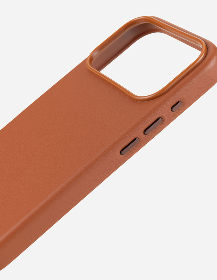 Orange cognac leather case for iPhone 18 Pro