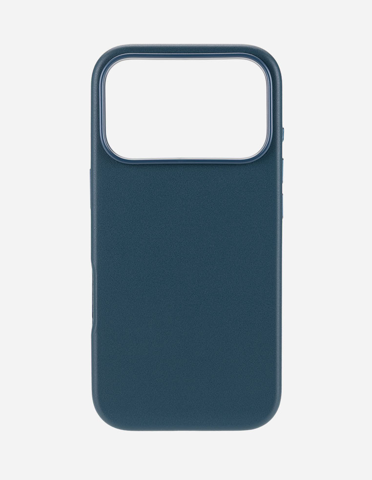 Coque en cuir bleu marine denim pour Apple iPhone 18 Pro