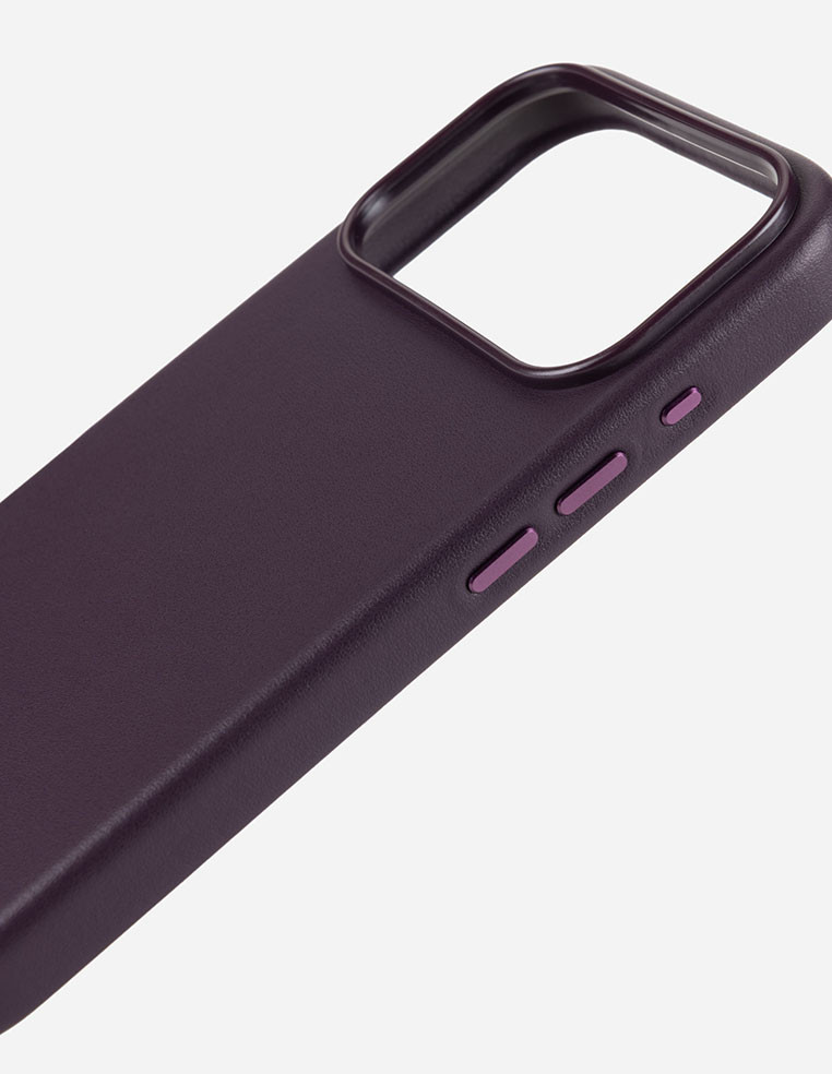 Coque en cuir prune mauve violet Apple iPhone 18 Pro Max