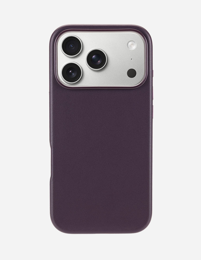 Coque en cuir prune mauve violet Apple iPhone 18 Pro Max Silver Argent