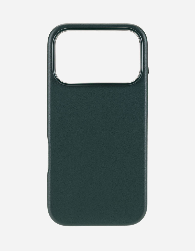 Coque en cuir vert forêt vert intense vert foncé Apple iPhone 18 Pro Max Argent Silver Blanc