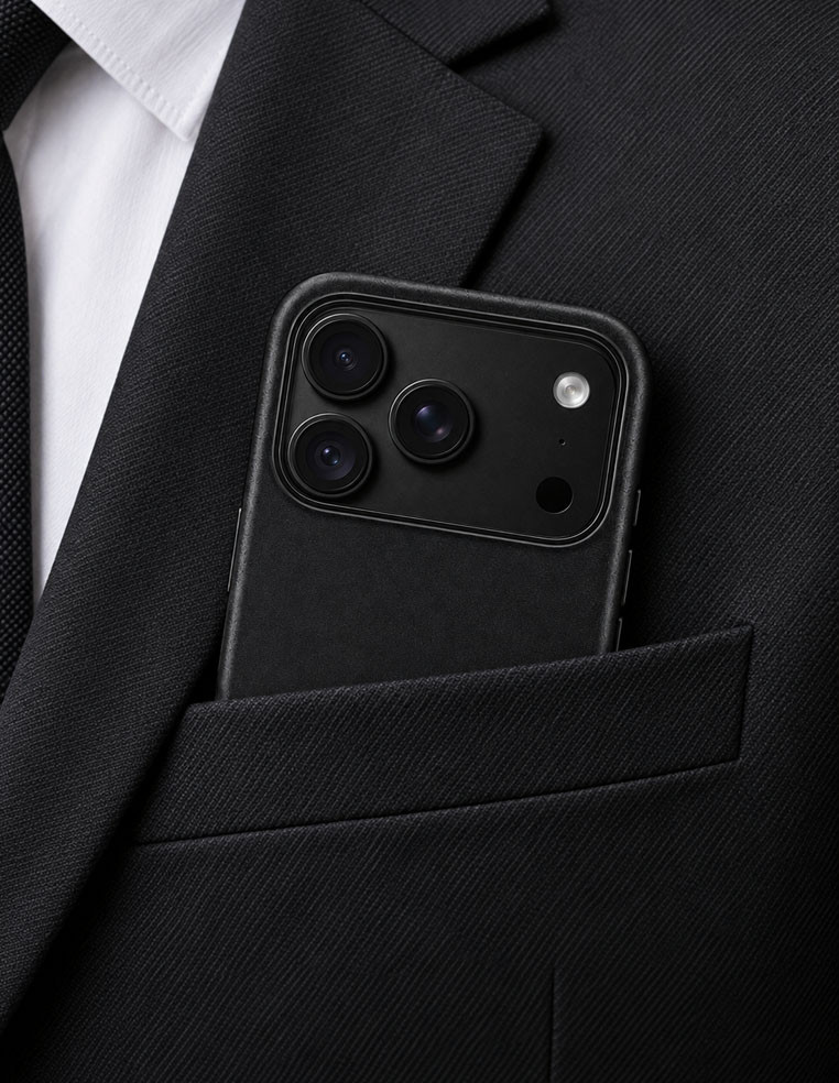 Coque  de protection en cuir pour iPhone 18 Pro Max noir