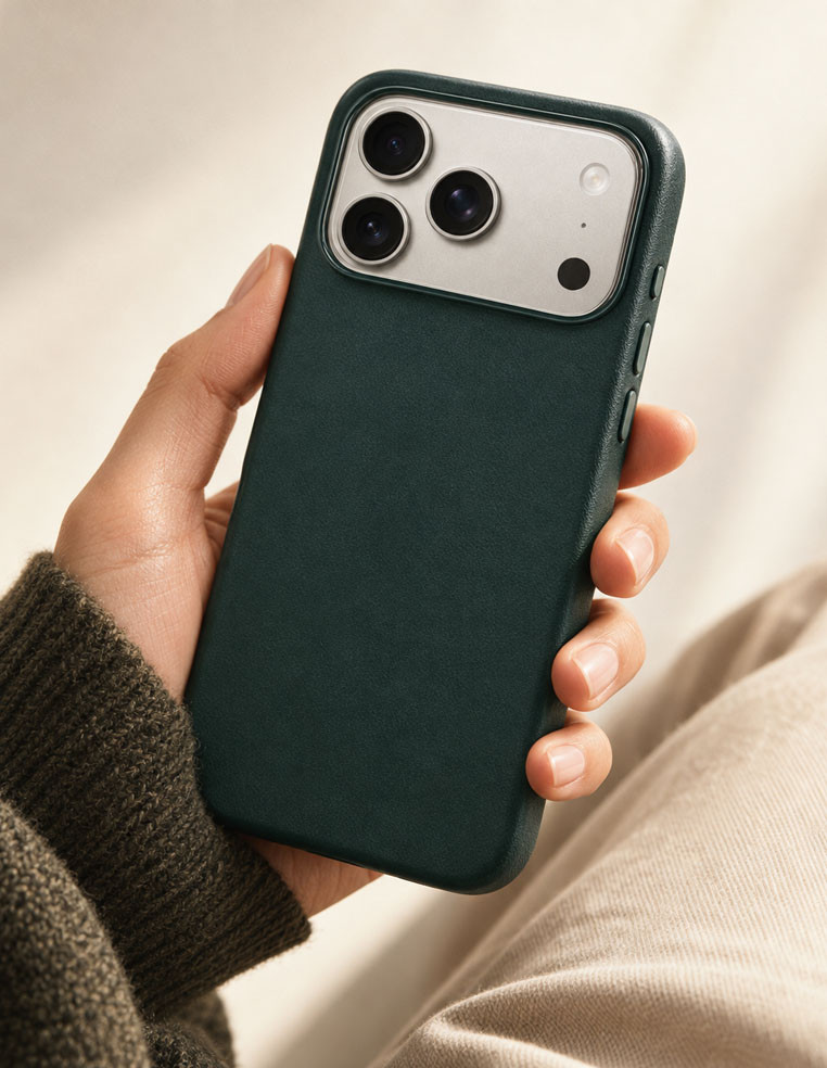 Coque en cuir vert forêt Apple iPhone 18 Pro Max
