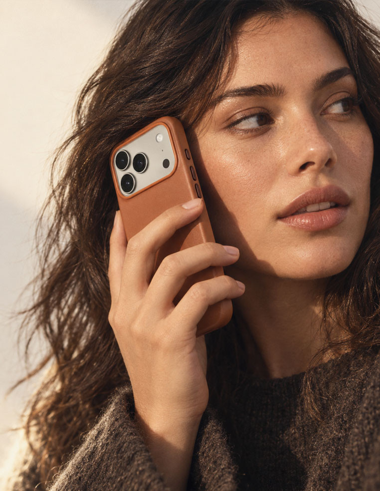 Coque en cuir marron pour femme Apple iPhone 18 Pro Max