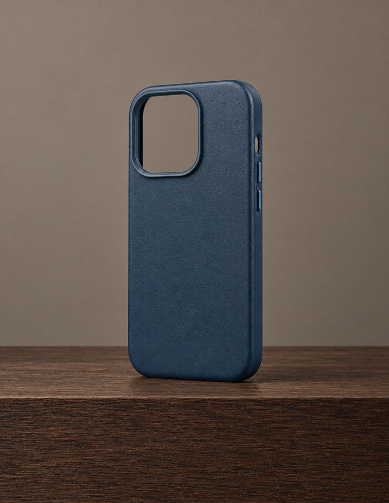 Coque iPhone en cuir bleu marine