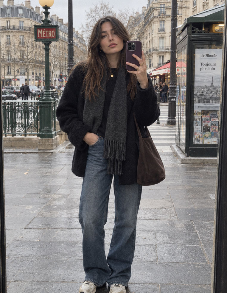 Coque iPhone en cuir violet prune pour femme