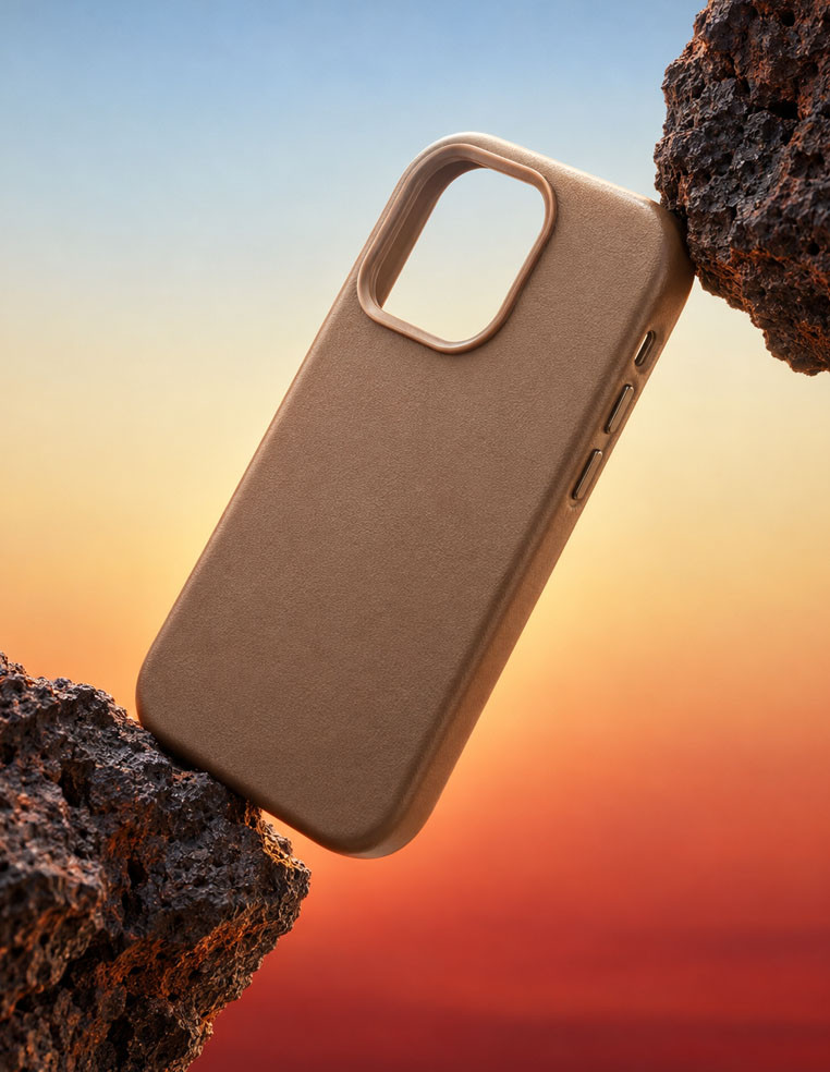Coque iPhone en cuir marron brun