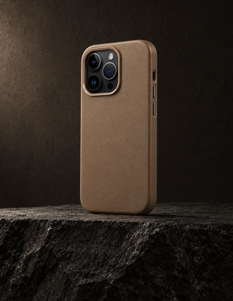 Coque iPhone en cuir marron brun