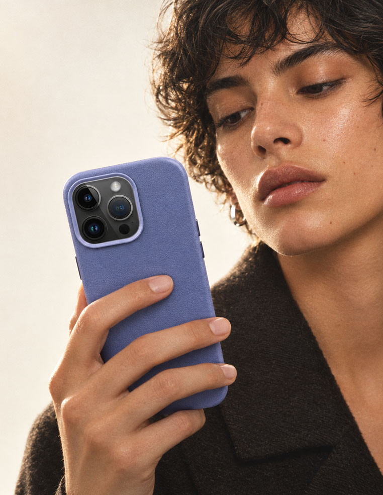 Purple leather iPhone case