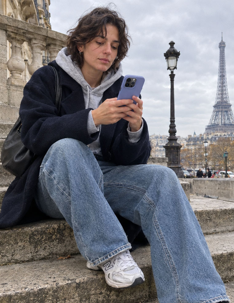 Coque iPhone en cuir violet prune