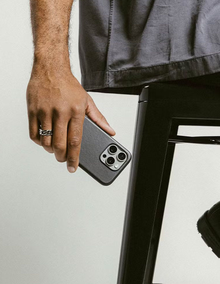 Black leather iPhone case