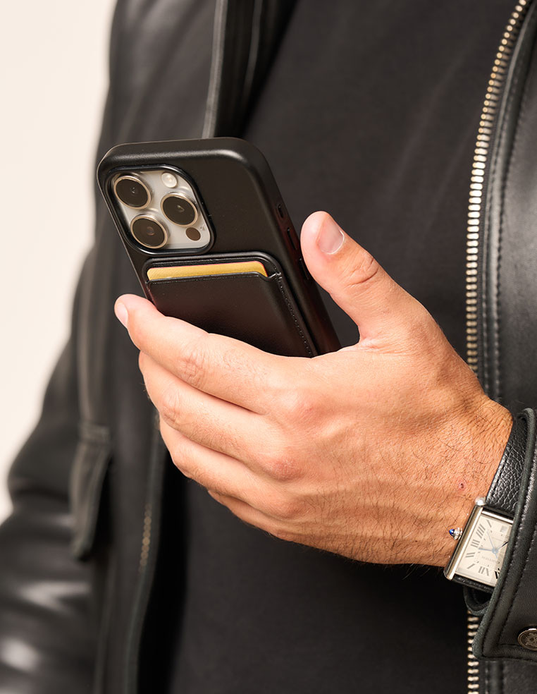 Black leather iPhone case