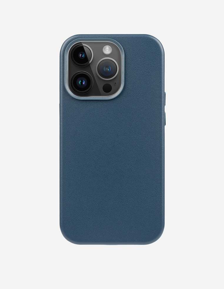 Coque iPhone en cuir bleu marine