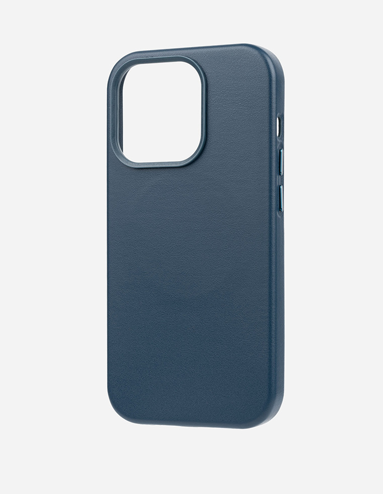 Coque iPhone en cuir bleu marine