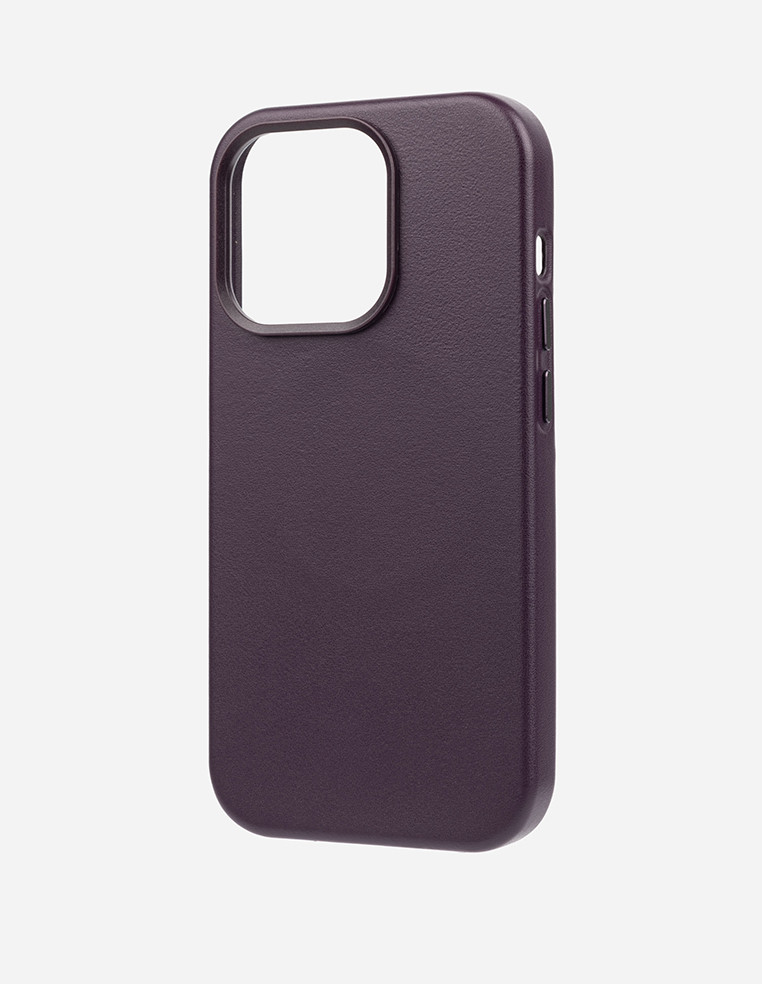 Coque iPhone en cuir violet prune pour femme