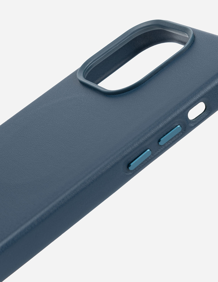 Coque iPhone en cuir bleu marine