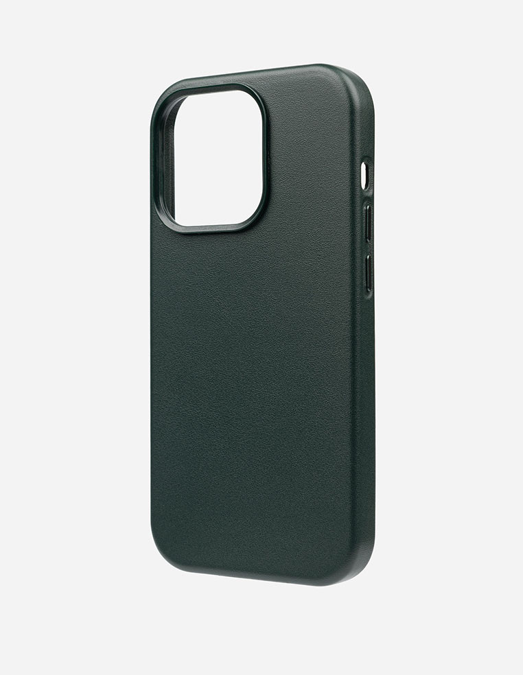 Coque iPhone en cuir vert foncé