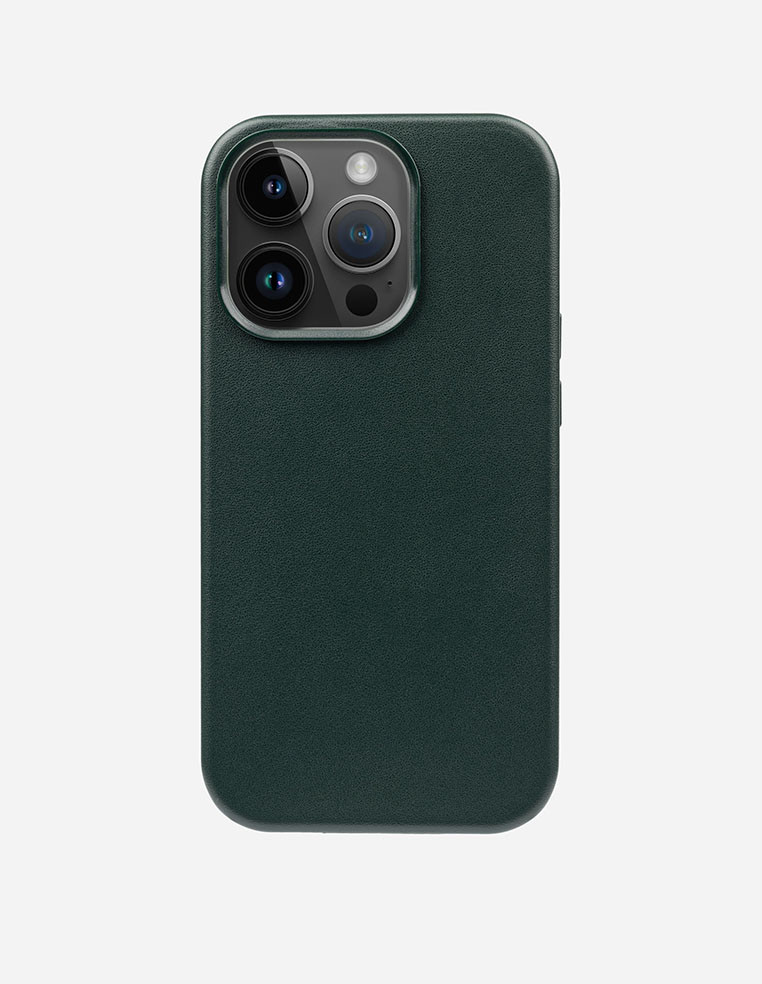 Coque iPhone en cuir vert foncé