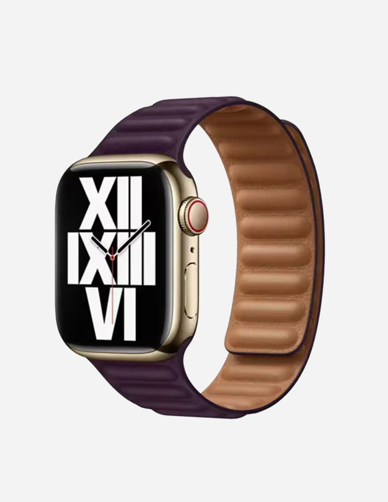 Magnetic black leather strap Apple Watch